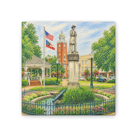 Town Square Fountain art — Historic Bainbridge georgia Downtown Wall Art