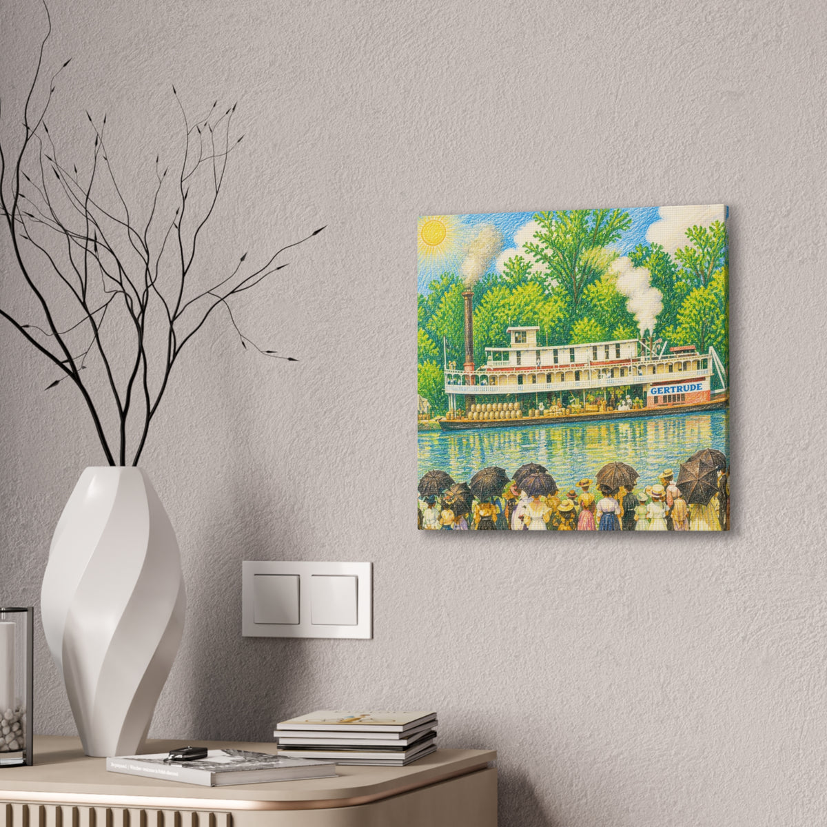 Steamboat Canvas Print — Vintage Riverboat Wall Art