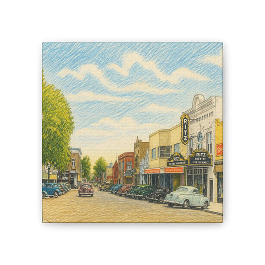 Vintage Main Street Canvas Wall Art – Small Stretched Canvas (0.75")