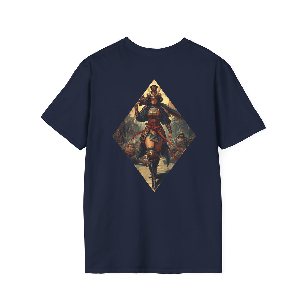 T-Shirt — "Blessed Loser" Minimal Chest Logo Tee featuring a warrior graphic design on the back for a bold statement.