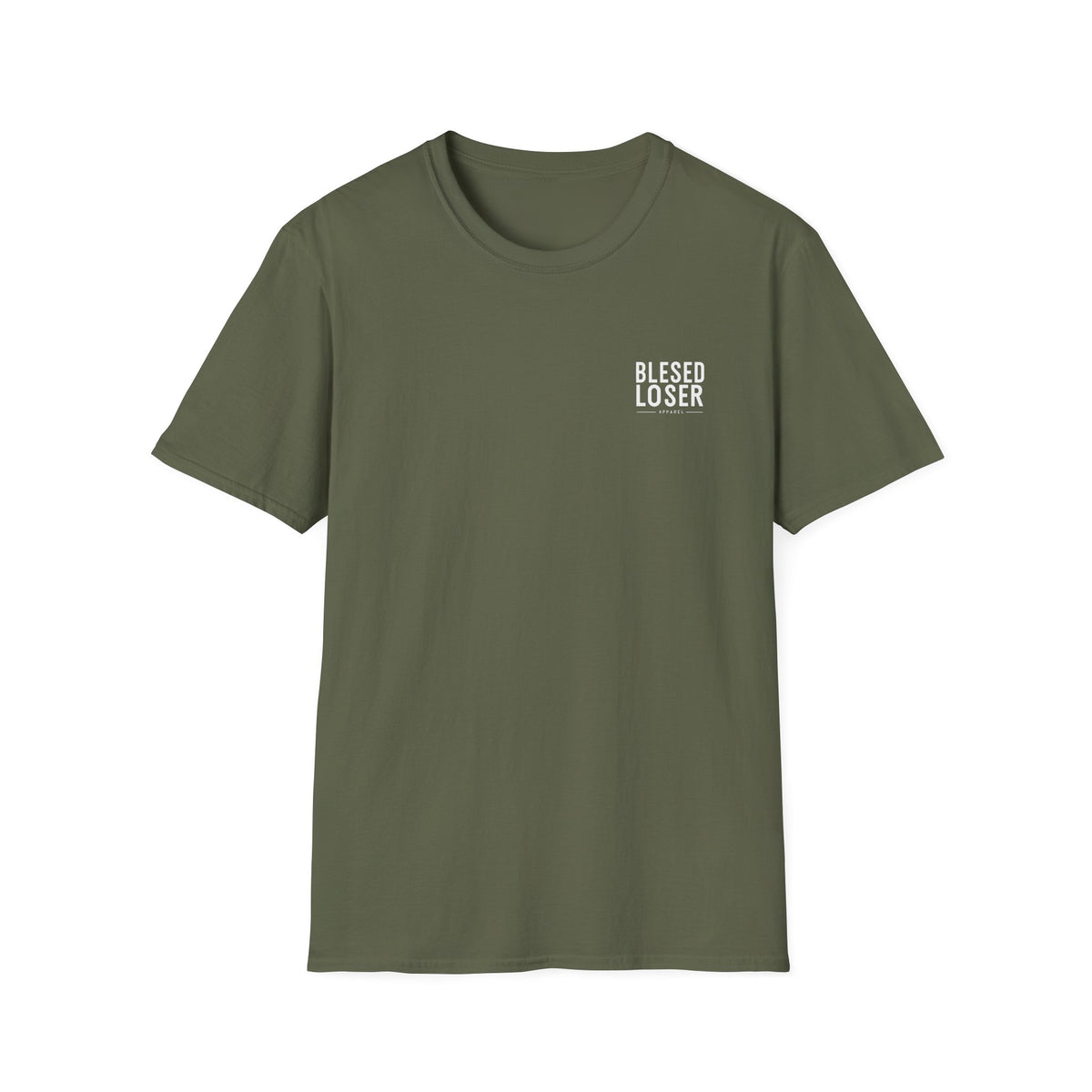 Blessed Loser Graphic Unisex T-Shirt, little bro in military green, comfortable lightweight fabric for any season.