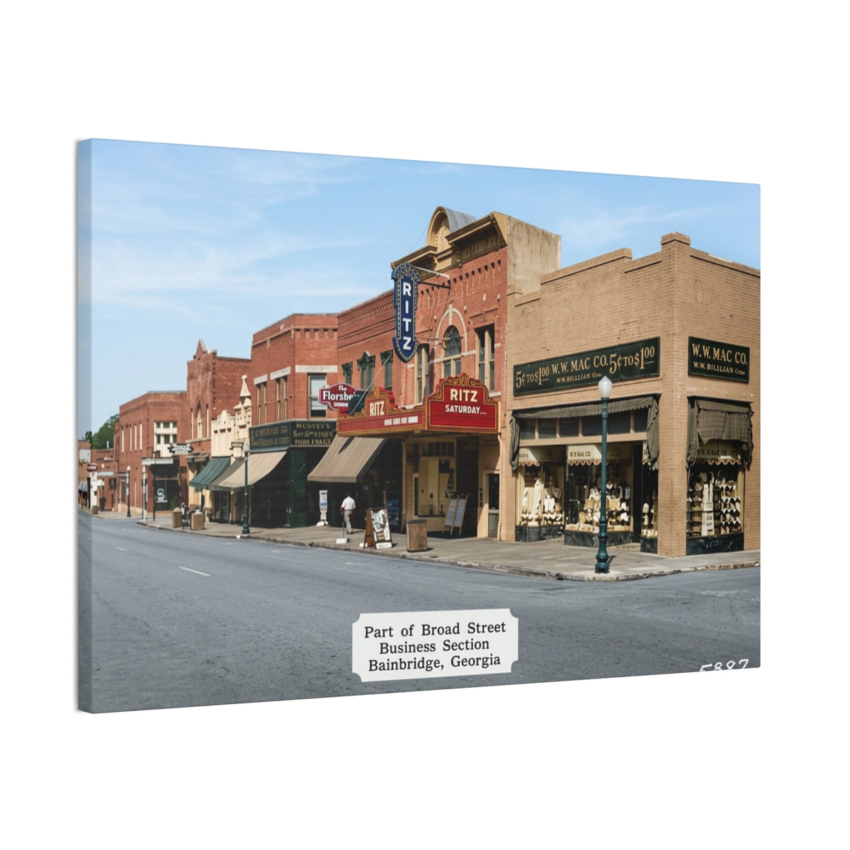 Bainbridge Georgia, Broad Street Main Street Canvas Vintage Wall Art