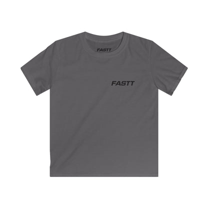 Kids Tee — 'FASTT' Soccer Ball with Crown Graphic Youth футболка in gray featuring sporty wordmark.