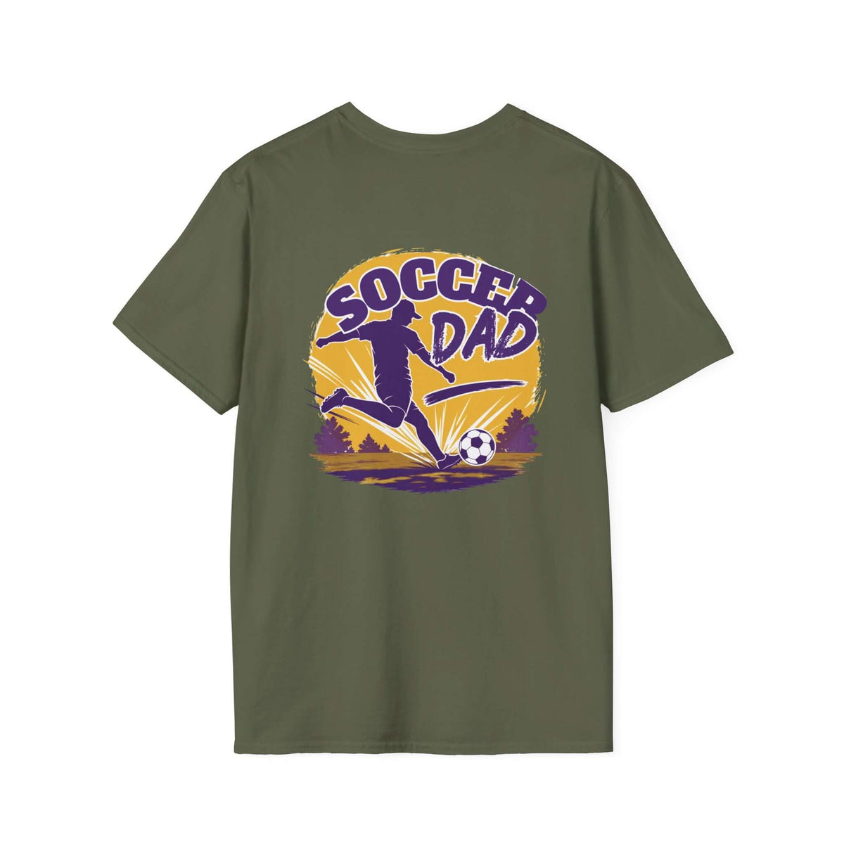 Soccer Dad T-Shirt — Retro Soccer Dad Tee, Father’s Day Gift in military green with bold graphic design.