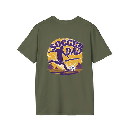 Soccer Dad T-Shirt — Retro Soccer Dad Tee, Father’s Day Gift in military green with bold graphic design.