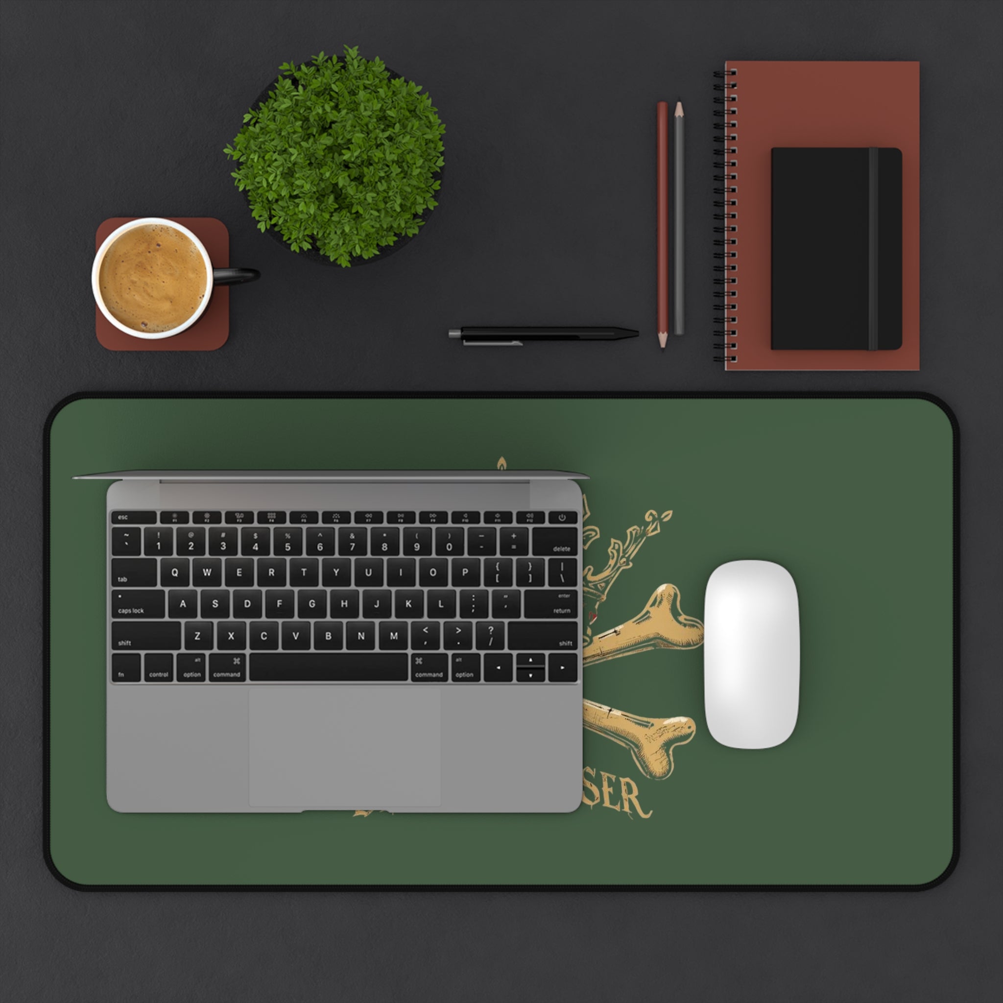 Blessed Loser Desk Mat — Crown & Crossbones Green Gaming/Office Mouse Pad