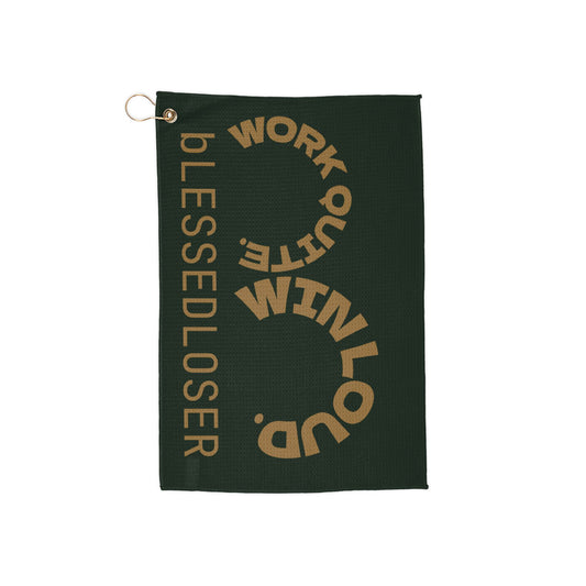 Sports Towel - "Work Out. Win Loud." Motivational Golf Towel with Clip (Blessed Loser Design)