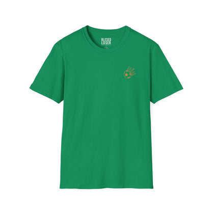 Blessed to Lose, Honored to Win T-Shirt in Kelly Green with a soft, smooth cotton feel and a thoughtful back graphic.