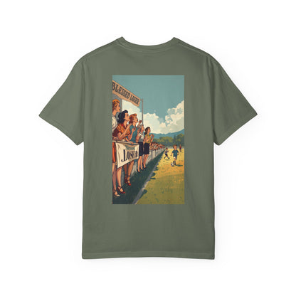 Blessed Loser Graphic T-Shirt, Retro Sports Tee, Casual Unisex Apparel, Comfort Colors in moss color with vintage graphic design.