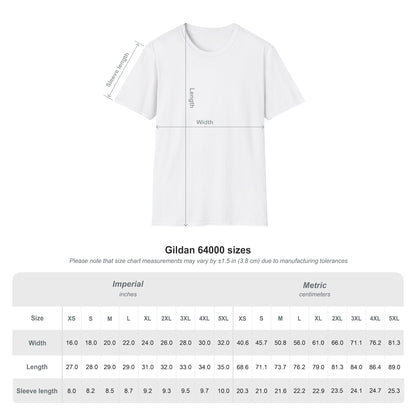 T-Shirt — "Blessed Loser" Minimal Chest Logo Tee size chart with dimensions in inches and centimeters.