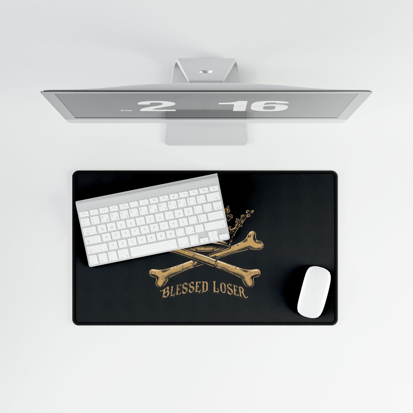 Crown & Bones Desk Mat - Blessed Loser Vintage gaming pad