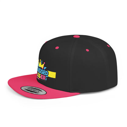Snapback Hat — "Blessed Loser" Crown Embroidered Flat Bill Cap