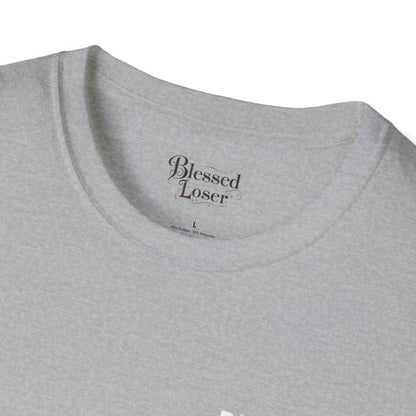 Blessed Loser graphic Tee | T-Shirt close-up showing the collar label and soft fabric detail.