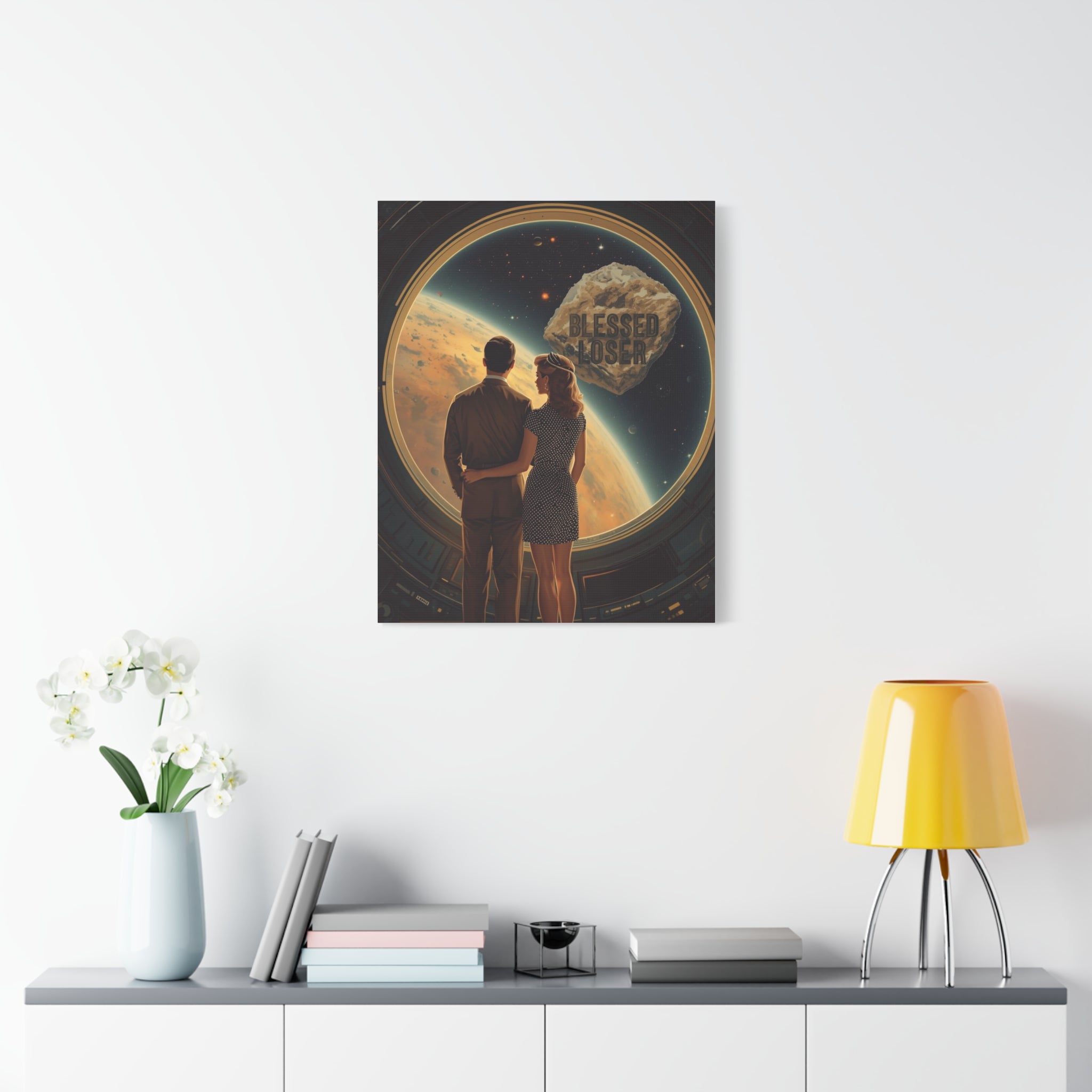 Blessed loser Canvas Wall Art, Retro Couple