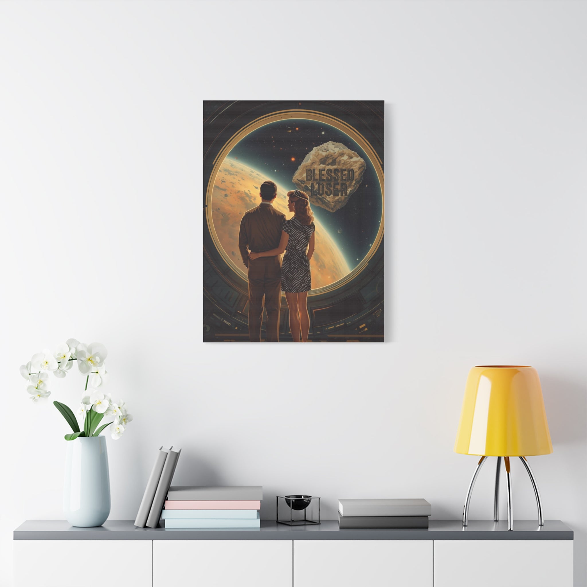 Blessed loser Canvas Wall Art, Retro Couple