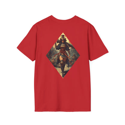T-Shirt — "Blessed Loser" Minimal Chest Logo Tee featuring a red tee with a graphic of a warrior.