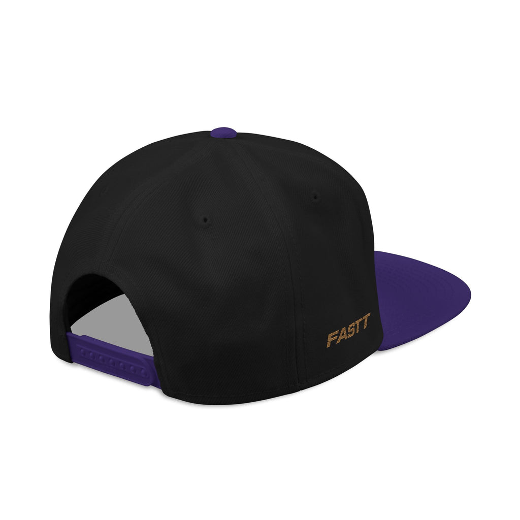 King of soccer Crown Snapback Hat — Bling Gold Crown Design (Black & Purple)