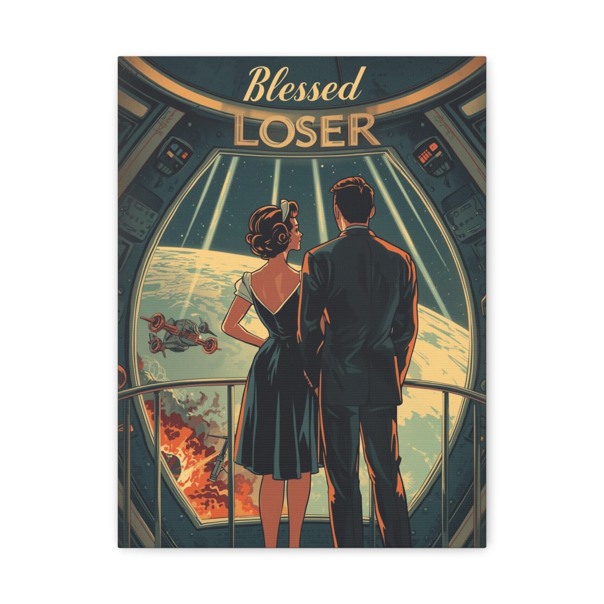 Blessed Loser Canvas Art | Vintage Space Wall Decor