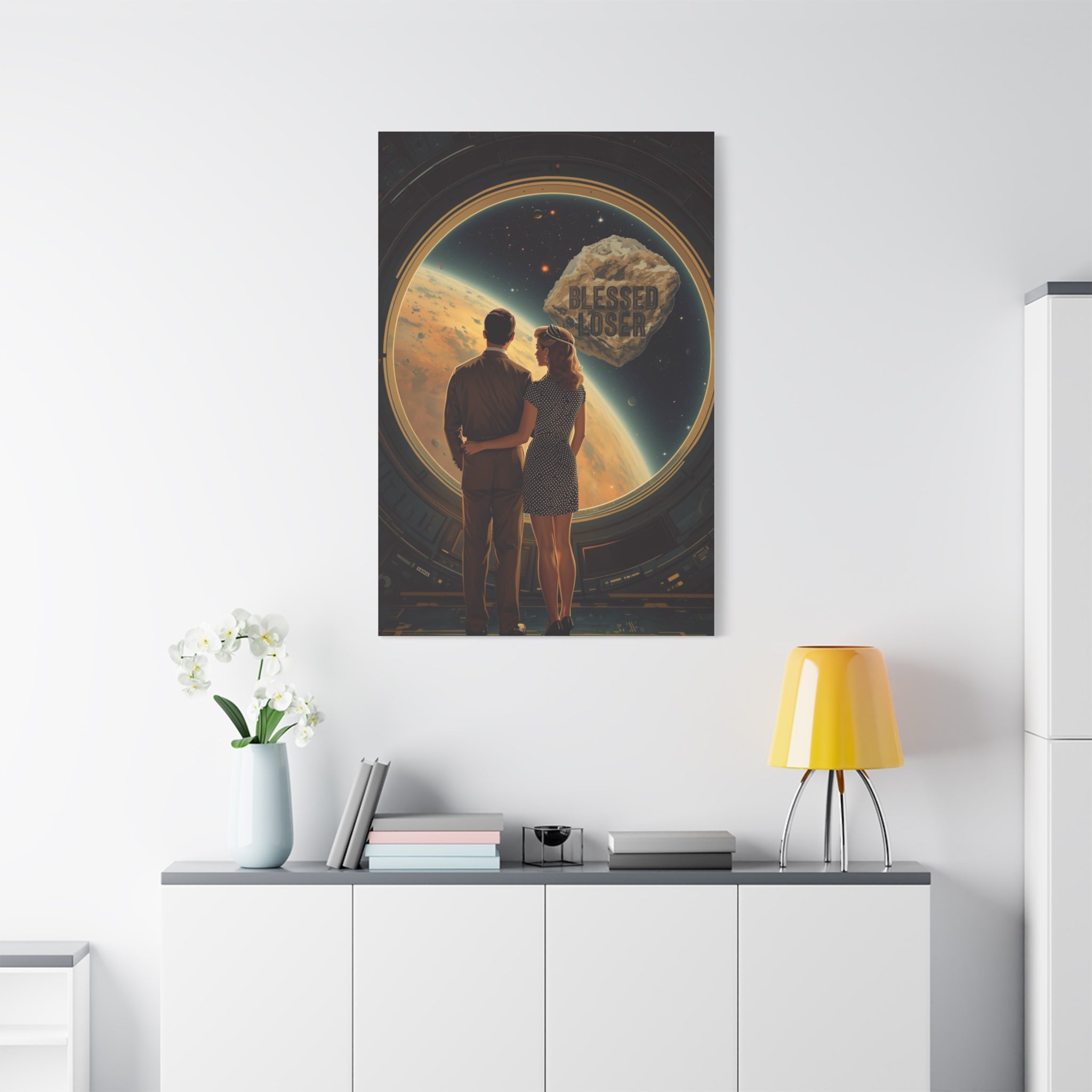 Blessed loser Canvas Wall Art, Retro Couple