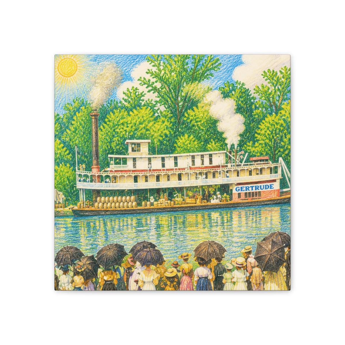 Steamboat Canvas Print — Vintage Riverboat Wall Art