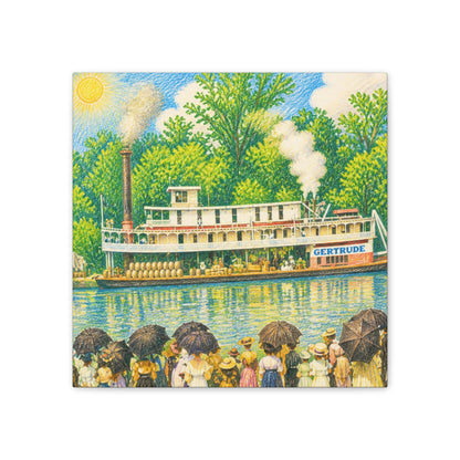 Steamboat Canvas Print — Vintage Riverboat Wall Art
