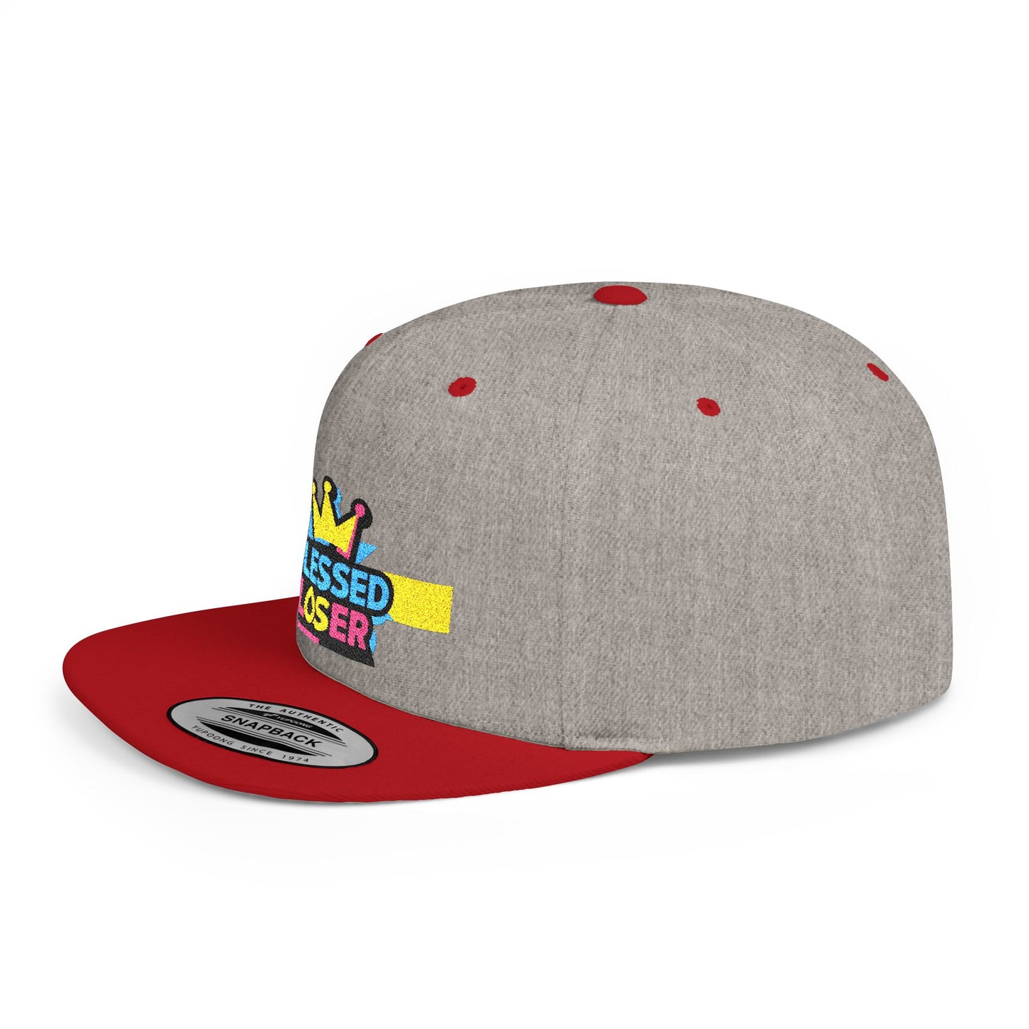 Snapback Hat — "Blessed Loser" Crown Embroidered Flat Bill Cap