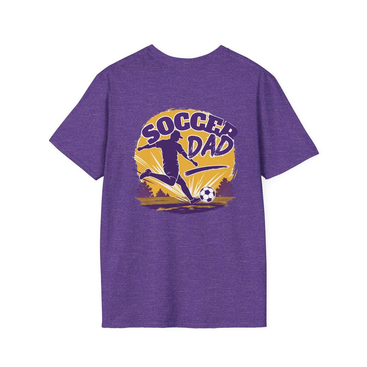 Soccer Dad T-Shirt — Retro Soccer Dad Tee, Father’s Day Gift in heather purple with a bold graphic.