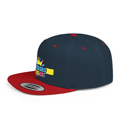 Snapback Hat — "Blessed Loser" Crown Embroidered Flat Bill Cap