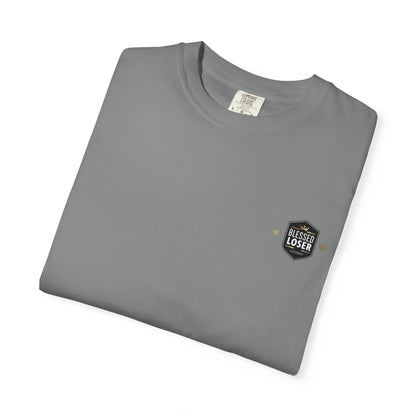 Hells bells Tshirt, Blessed Loser in gray with stylish logo, perfect for casual wear.