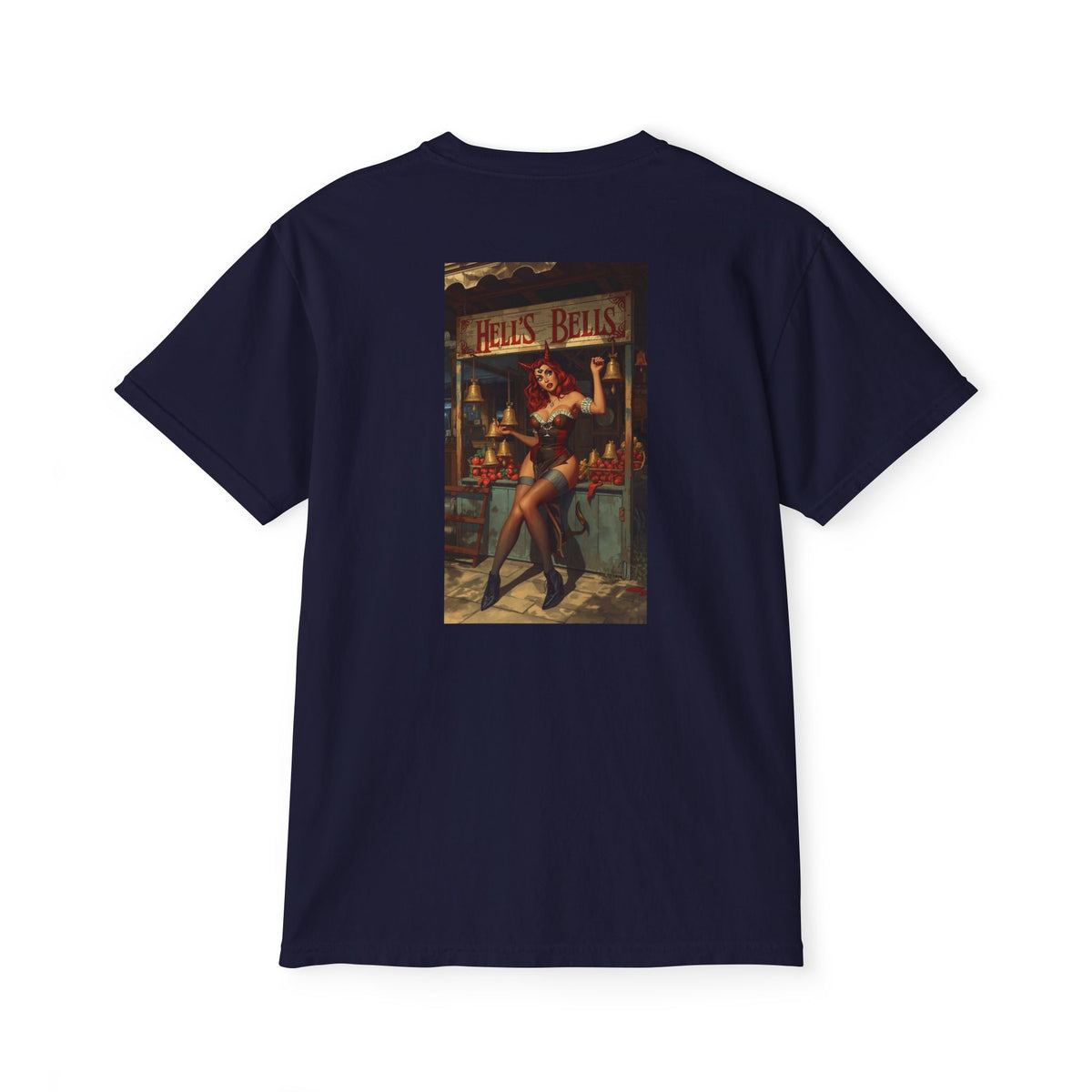 Blessed Loser Hells Bells T-Shirt with Pocket featuring vintage artwork on the back.