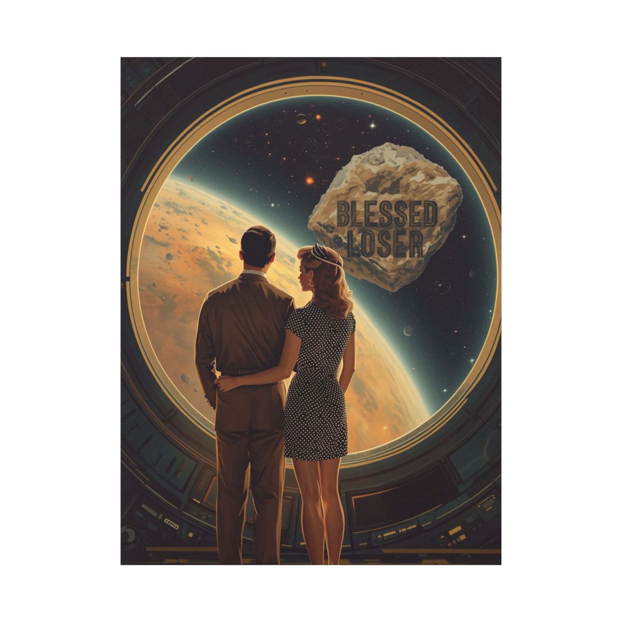 Blessed loser Canvas Wall Art, Retro Couple