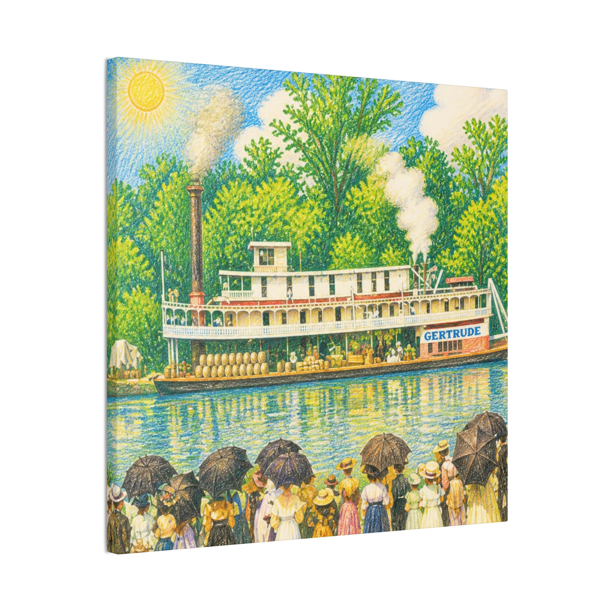 Steamboat Canvas Print — Vintage Riverboat Wall Art