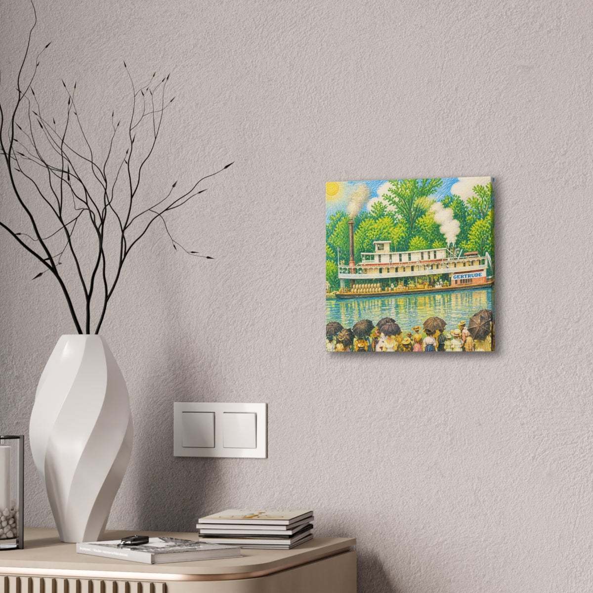 Steamboat Canvas Print — Vintage Riverboat Wall Art