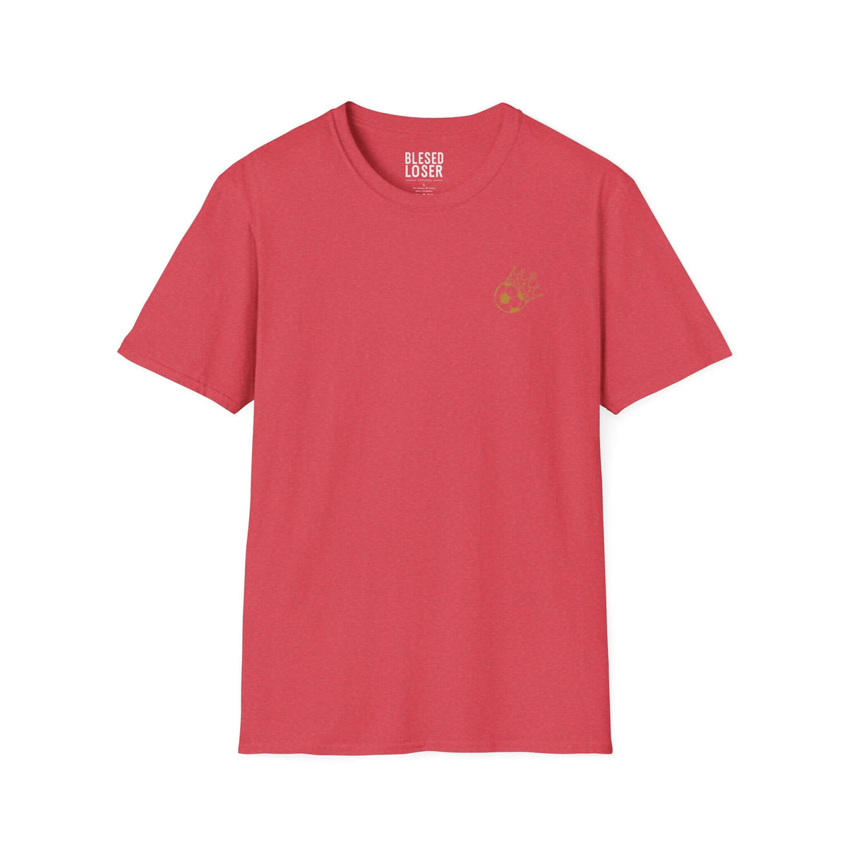Blessed to Lose, Honored to Win T-Shirt in Heather Red, featuring a classic crew cut and soft cotton fabric.