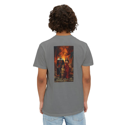 Person wearing Bridge Burn Pocket T-Shirt - Blessed Loser, featuring a vintage graphic on the back.