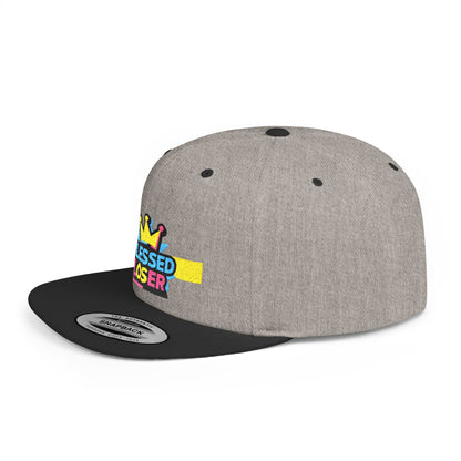 Snapback Hat — "Blessed Loser" Crown Embroidered Flat Bill Cap