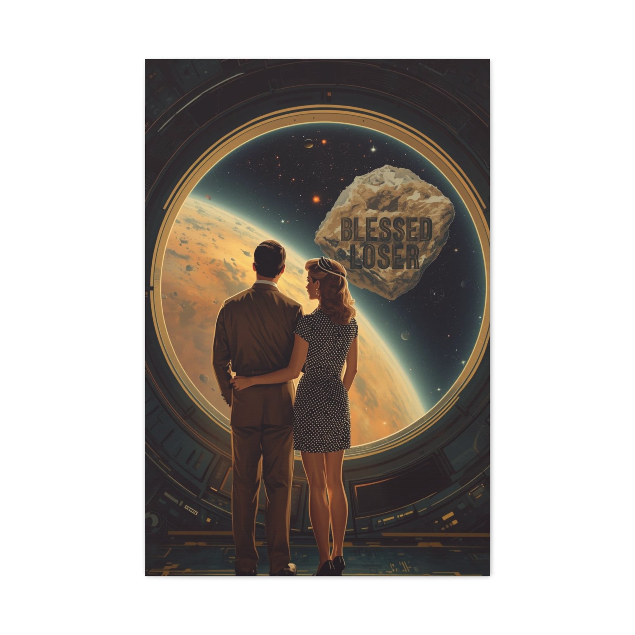 Blessed loser Canvas Wall Art, Retro Couple