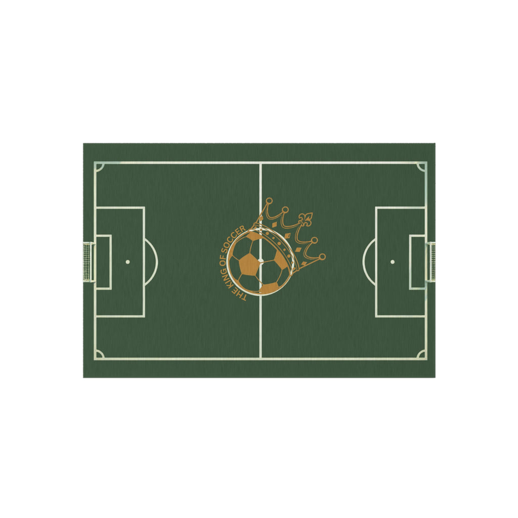 Soccer Field Outdoor Rug — Crowned Soccer Ball Design for Patio & Game Rooms