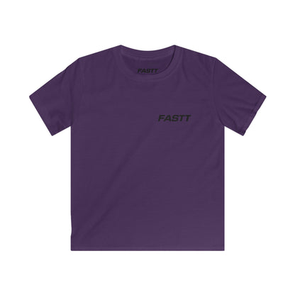Kids Tee — 'FASTT' Soccer Ball with Crown Graphic Youth футболка in purple with sporty fastt wordmark on the front.