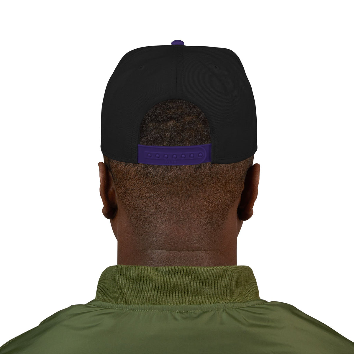 King of soccer Crown Snapback Hat — Bling Gold Crown Design (Black & Purple)