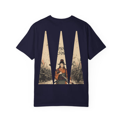 Blessed Loser T-Shirt — Vintage Samurai Triangle Back Print on True Navy cotton tee with vintage illustration design.
