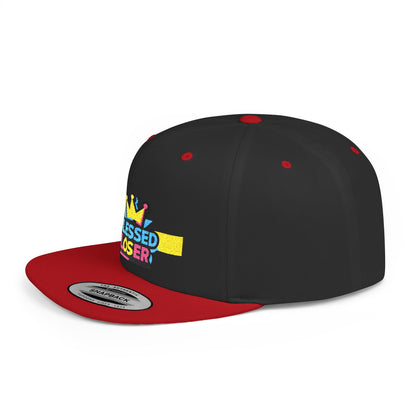 Snapback Hat — "Blessed Loser" Crown Embroidered Flat Bill Cap