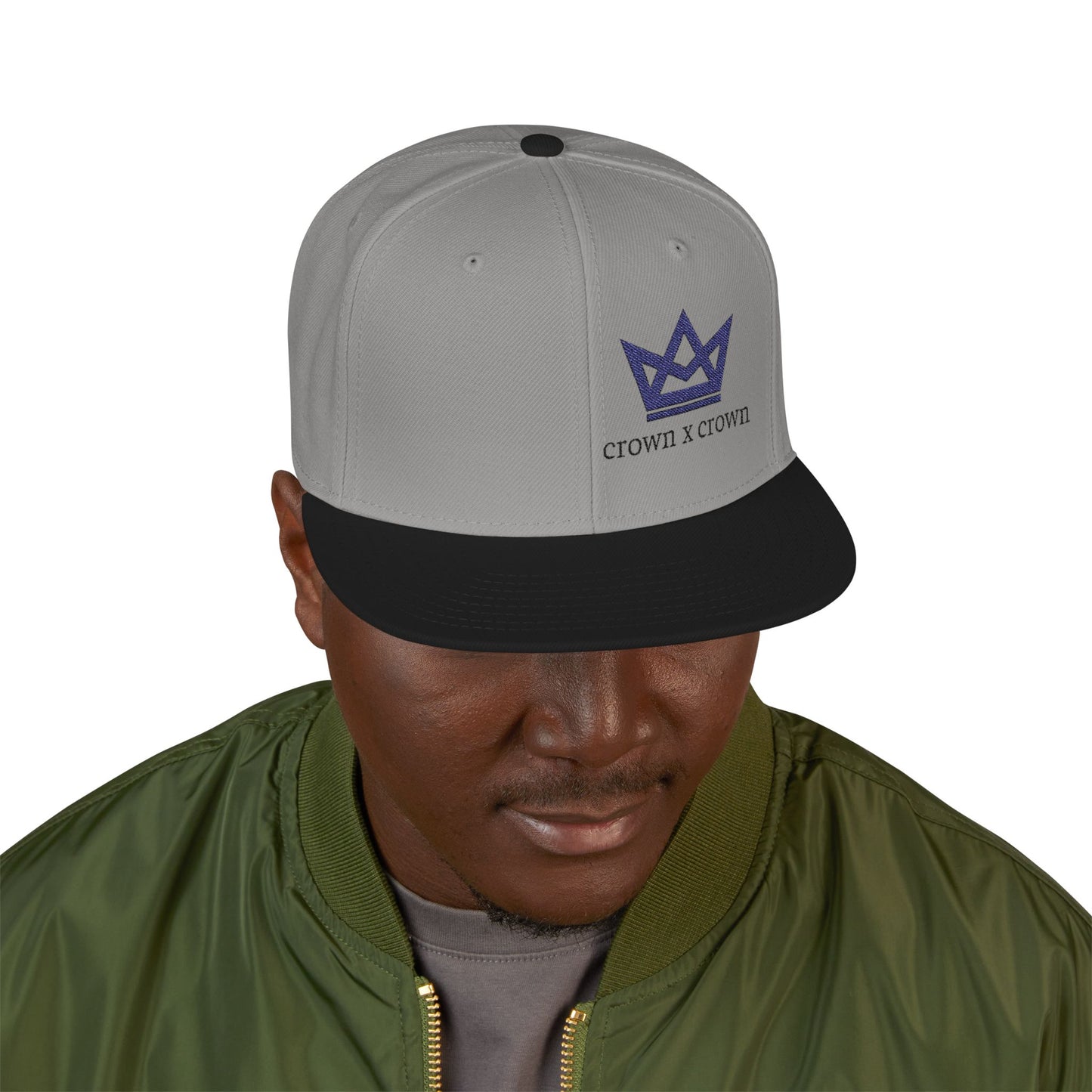 Embroidered Crown Snapback Hat — 'Crown x Crown' Streetwear Cap