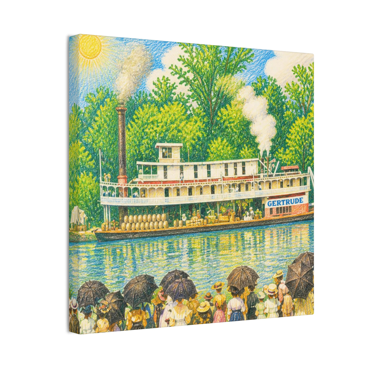 Steamboat Canvas Print — Vintage Riverboat Wall Art