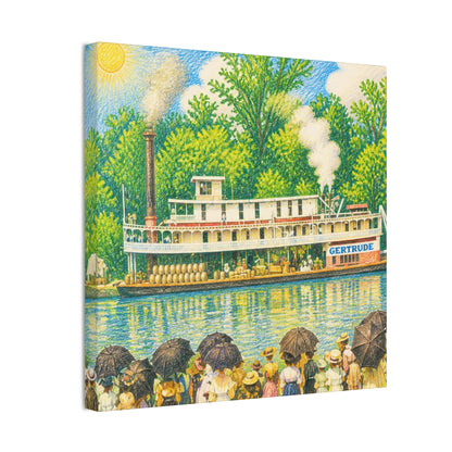 Steamboat Canvas Print — Vintage Riverboat Wall Art