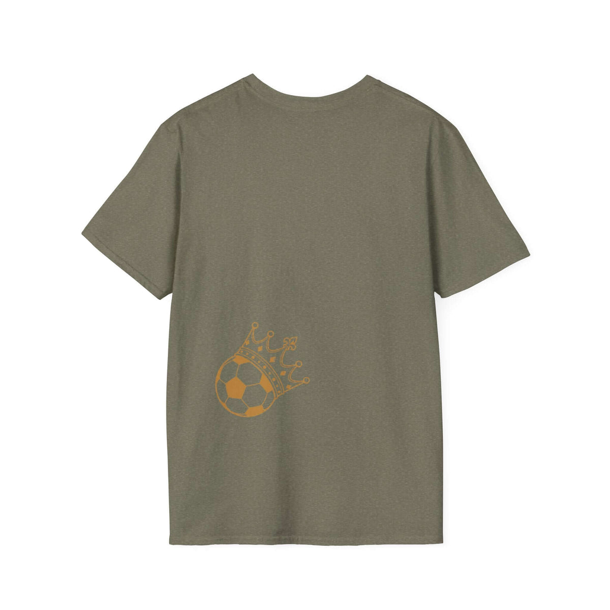 Soccer Splash T-Shirt — "Play Hard, Live" Colorful Football Graphic back view showing crowned soccer ball design.
