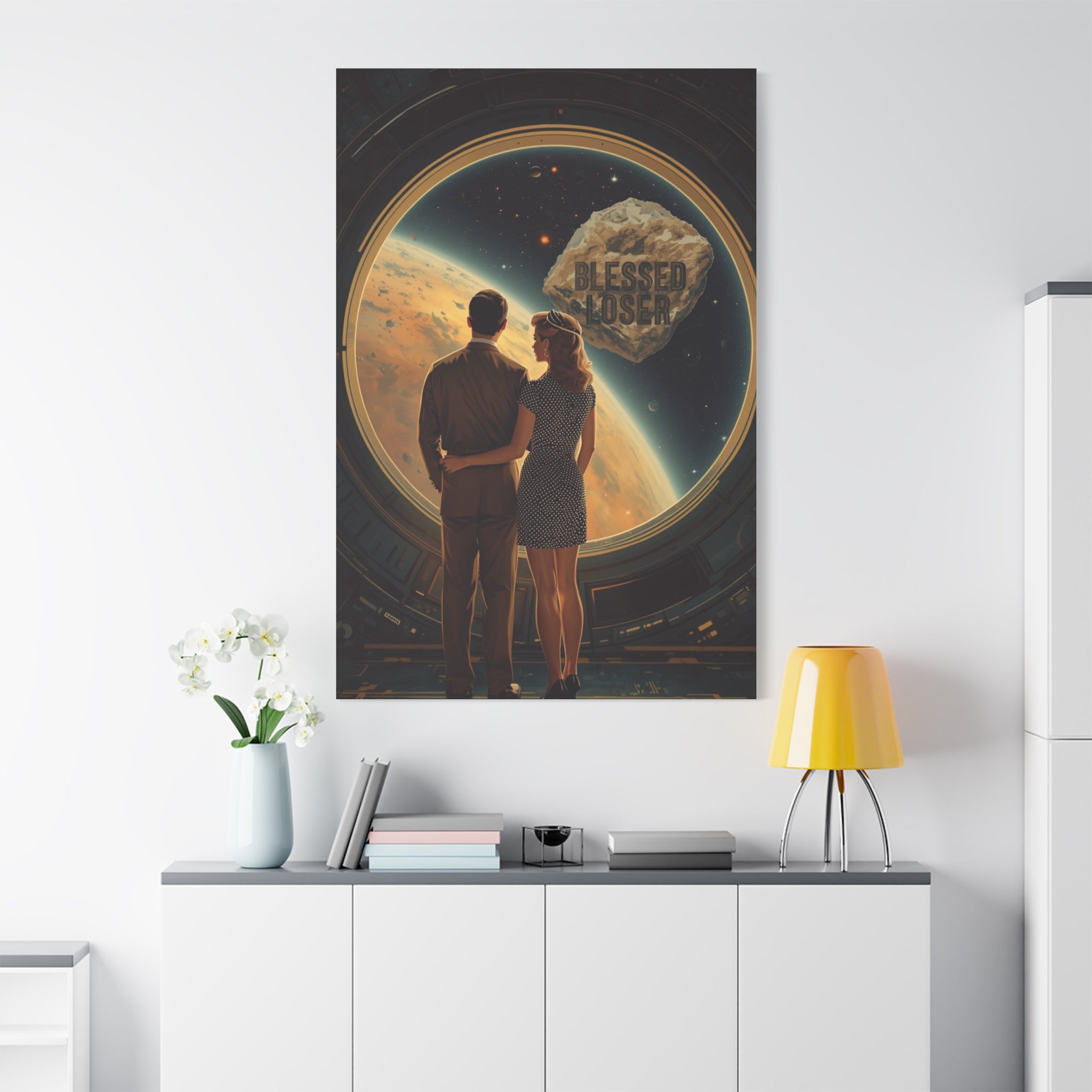 Blessed loser Canvas Wall Art, Retro Couple
