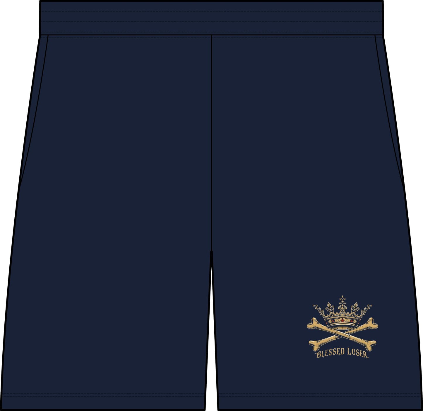 Mesh Athletic Shorts — Black “Blessed Loser” Crown & Bones Logo