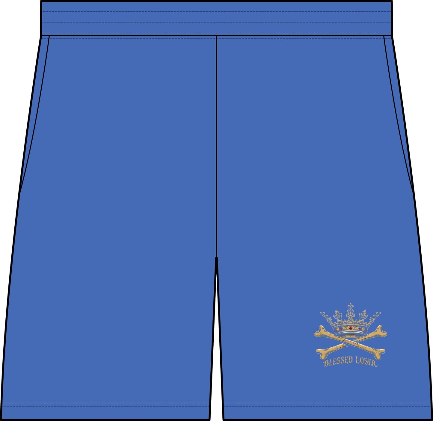 Mesh Athletic Shorts — Black “Blessed Loser” Crown & Bones Logo