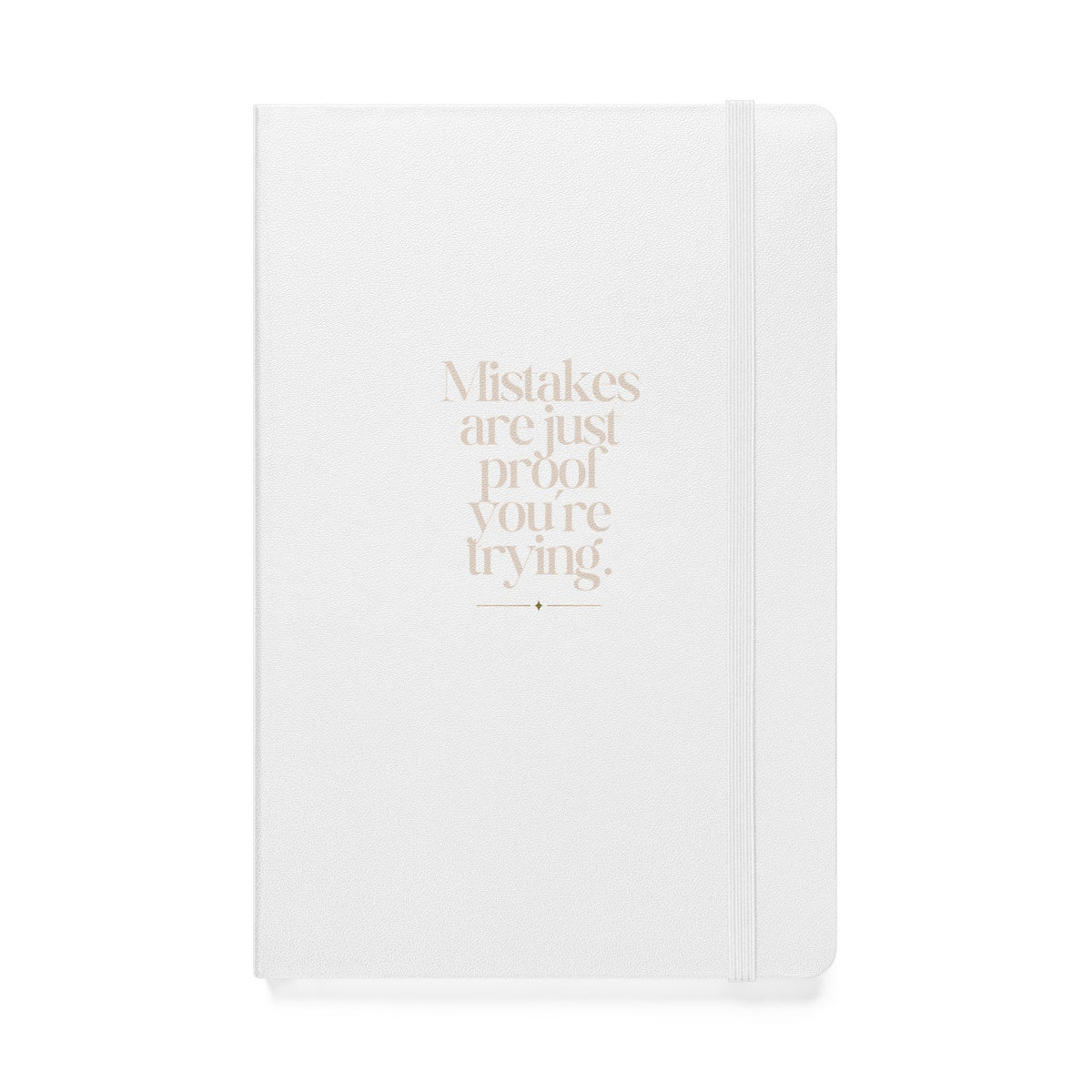 Little Black Book hardcover notebook with motivational quote on a white UltraHyde cover, sized 5.5" x 8.5".